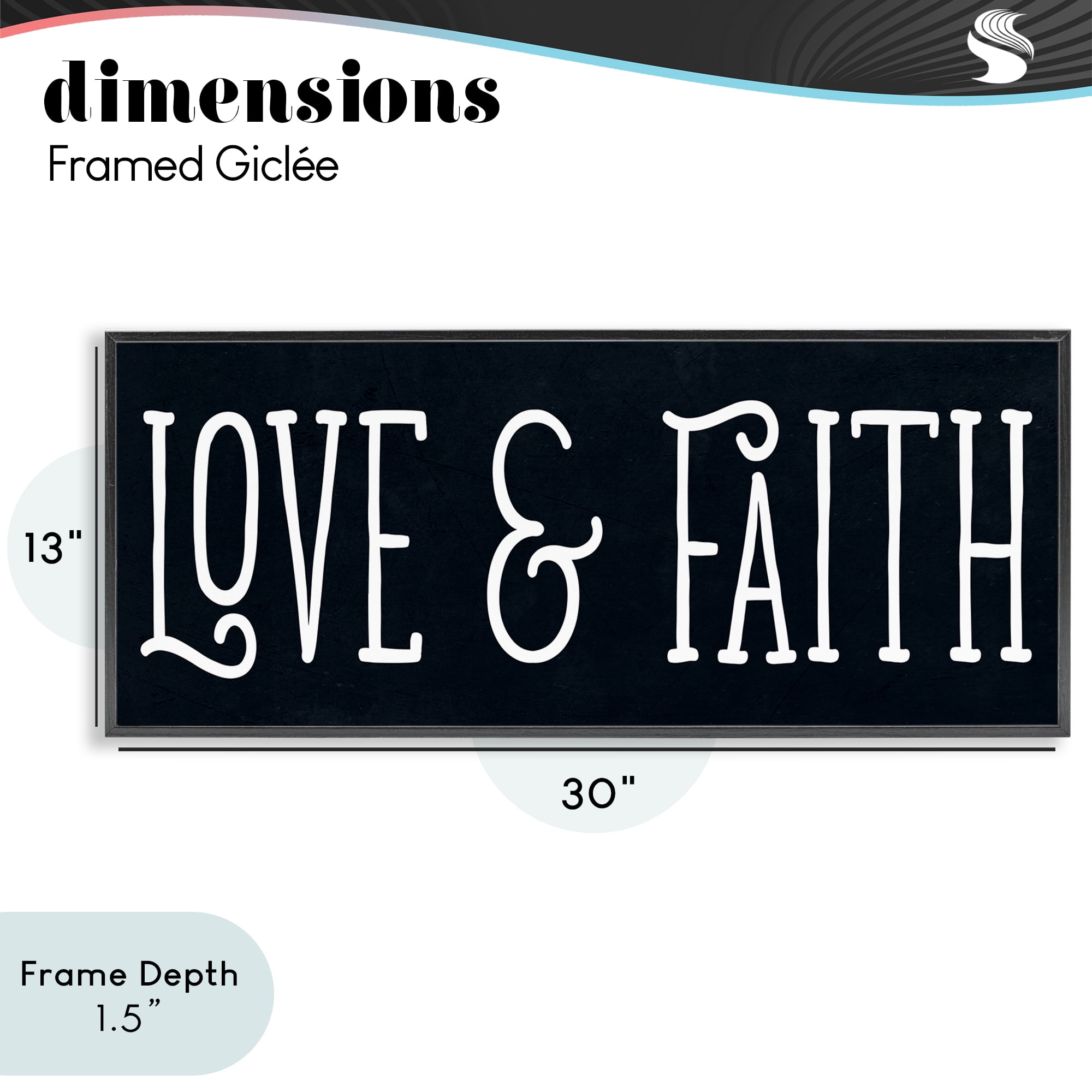 Stupell Industries Love & Faith on Black Black Framed Giclee Art, design by SD Graphics Studio