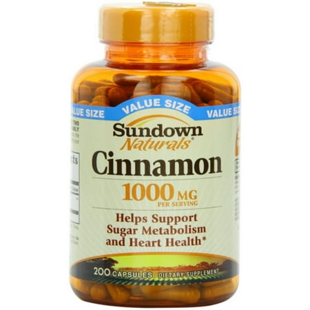 Sundown Naturals Cinnamon 1000mg Capsules, 200 ea (Pack of