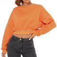 thumbnail image 6 of WREESH Womens Fashion Loose Cropped Sweatshirts Solid Color Long Sleeve Pullover Crewneck Sweatshirt Comfortable Breathable Workout Blouses Orange, 6 of 6