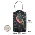 thumbnail image 4 of Hirioo Bird5 Print Leather Luggage Tag with Stainless Steel Loop ,Privacy Flap and Address Card for Travel Bag Suitcase-1, 4 of 5
