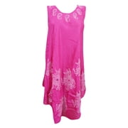 Mogul Womens Tank Dress Rayon Pink Animal Print Comfy Beach Cover Up Dresses