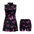 thumbnail image 3 of Yuyamidu Butterfly Print Womens Golf Dress Slim Fit Sports Activewear Dress with Shorts and Inner Pocket Quick Dry Golf Outfits for Women Size M 2 Piece Sets, 3 of 7