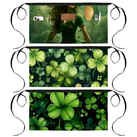 

St. Patrick s Day Server Aprons with 3 Pockets Printed Work Apron
