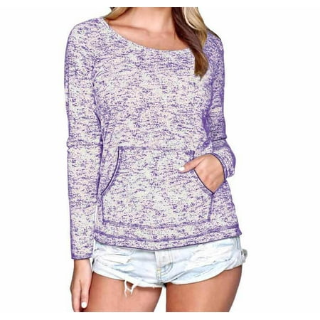 Grapes Set - Kavio! Juniors Static Jersey Print Contrast Raw Edge Long Sleeve w. Pouch Grape XL