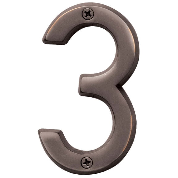 Hy-Ko Prestige Series 4 In. Oil Rubbed Bronze House Number Three BR-42OWB/3