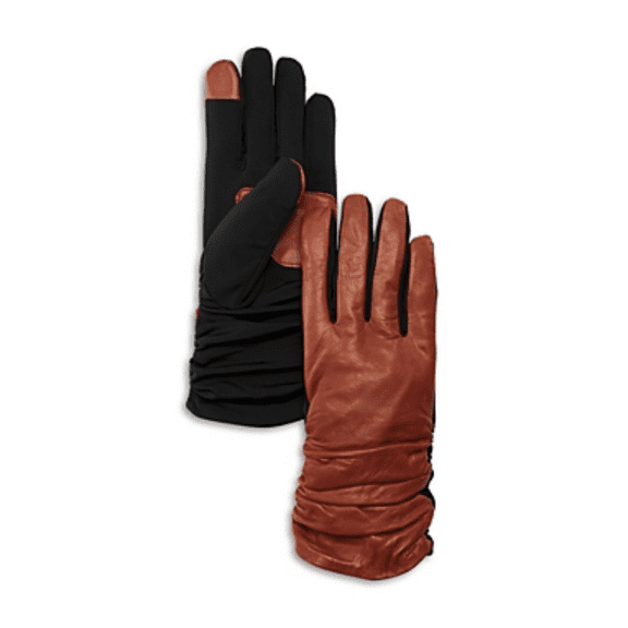 Echo Ruched Leather Tech Gloves