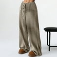 thumbnail image 2 of ABATAB Women's Summer Pants Summer Wide Leg Lounge Ribbed Pants Drawstring Elastic Waist Comfy Striped Trendy Clothes, 2 of 6