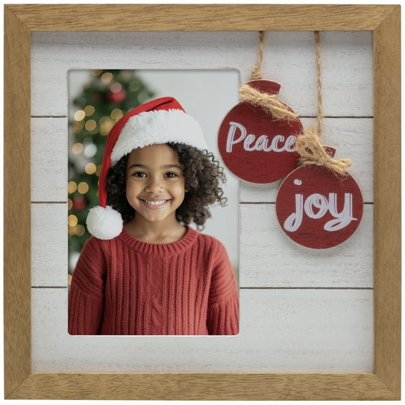 Fine Photo Gifts Christmas Peace and Joy Ornament 4" x 6" Wood Picture Frame