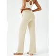 thumbnail image 3 of Pantalones de yoga DLOODA de pierna ancha y cintura alta para mujer, color caqui, 3 of 4