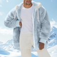 thumbnail image 2 of Mens Furry Sherpa Jacket Fleece Long Sleeve Full Zip Hooded Casual Warm Winter Coat with Zipper Pocket Outdoor, 2 of 6