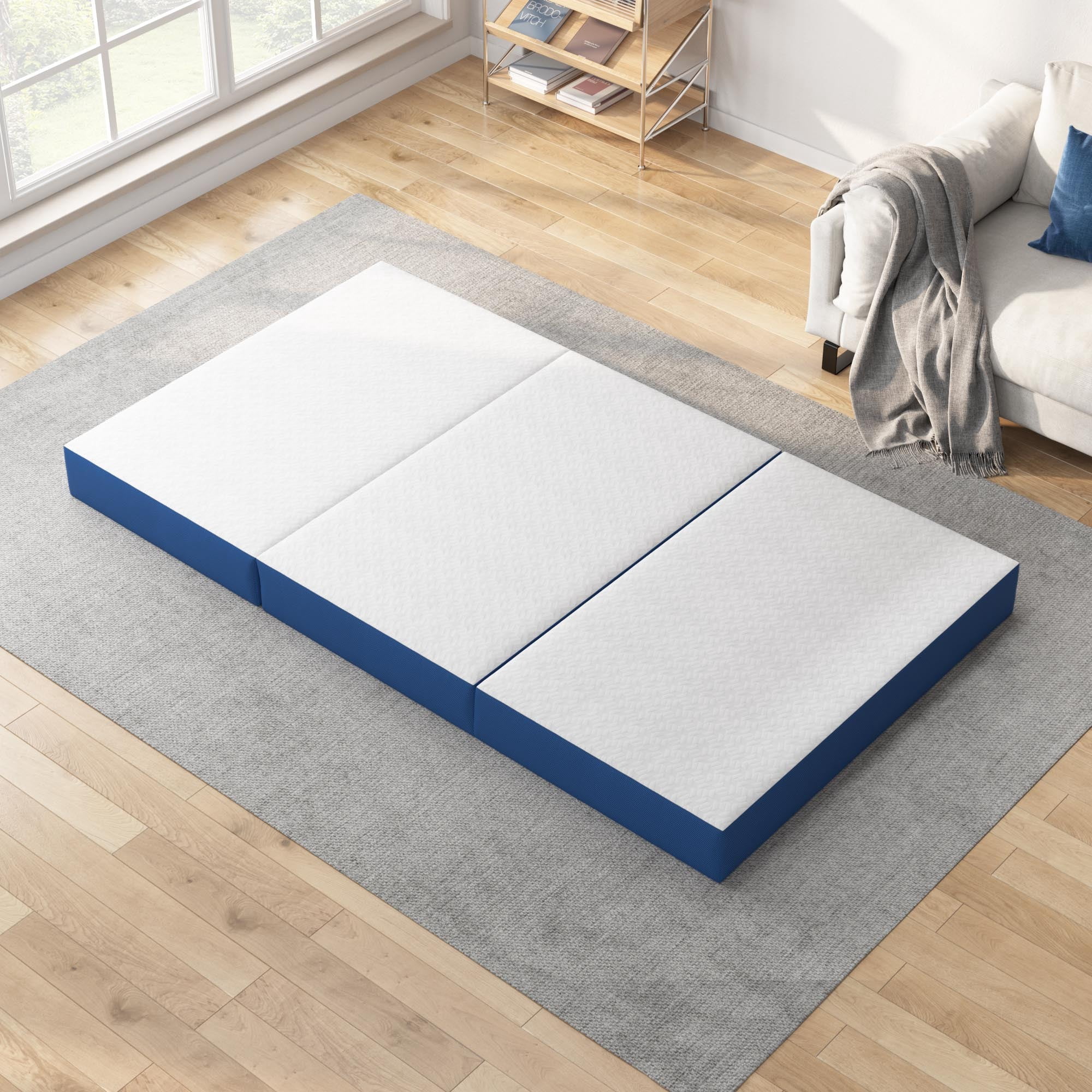 Soges 6 inch Tri-Fold Mattress Twin Size Memory Foam Mattress Portable Floor Mattress for Travel & Camping, Washable Cover Foldable Mat