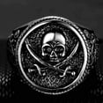 thumbnail image 2 of YAZI Stainless Steel Antique Vintage Skull Pirate Knife Death Halloween Cocktail Party Biker Ring, 2 of 9