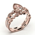 thumbnail image 3 of Dazzling Boho & hippiepie 1.75 Carat Pear Cut Morganite And Diamond Moissanite Engagement Ring, Wedding Ring, One Matching Band in 925 Sterling Silver With 18k Rose Gold Plating, Birthday Gift, 3 of 3