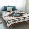 thumbnail image 4 of Turquoise Gray Boho Blanket Soft Cozy Warm Throw Blanket for Couch, Plush Fuzzy Flannel Fleece Blankets for Sofa, Southwestern Ethnic Geometric Bed Blankets Lightweight Gifts for Women, 50"x60", 4 of 9
