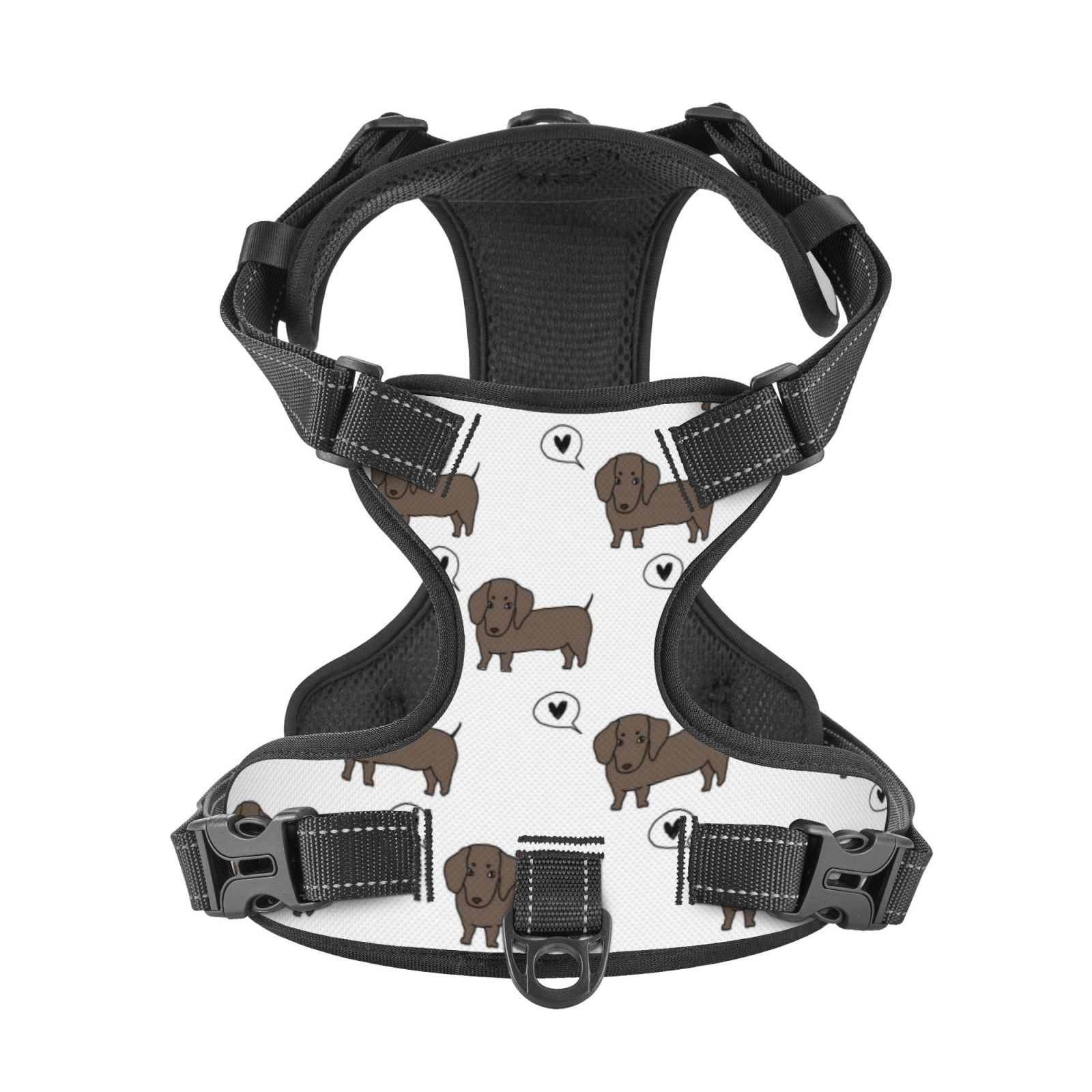 Kdxio Dachshund Dog Print No Pull Dog Harness Adjustable Reflective Oxford Easy Control Medium Large Dog Harness for Training and Everyday-Large