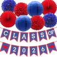 thumbnail image 1 of Decoración para fiesta de graduación DOMOO OF DREAMS Banner azul y rojo, 1 of 5