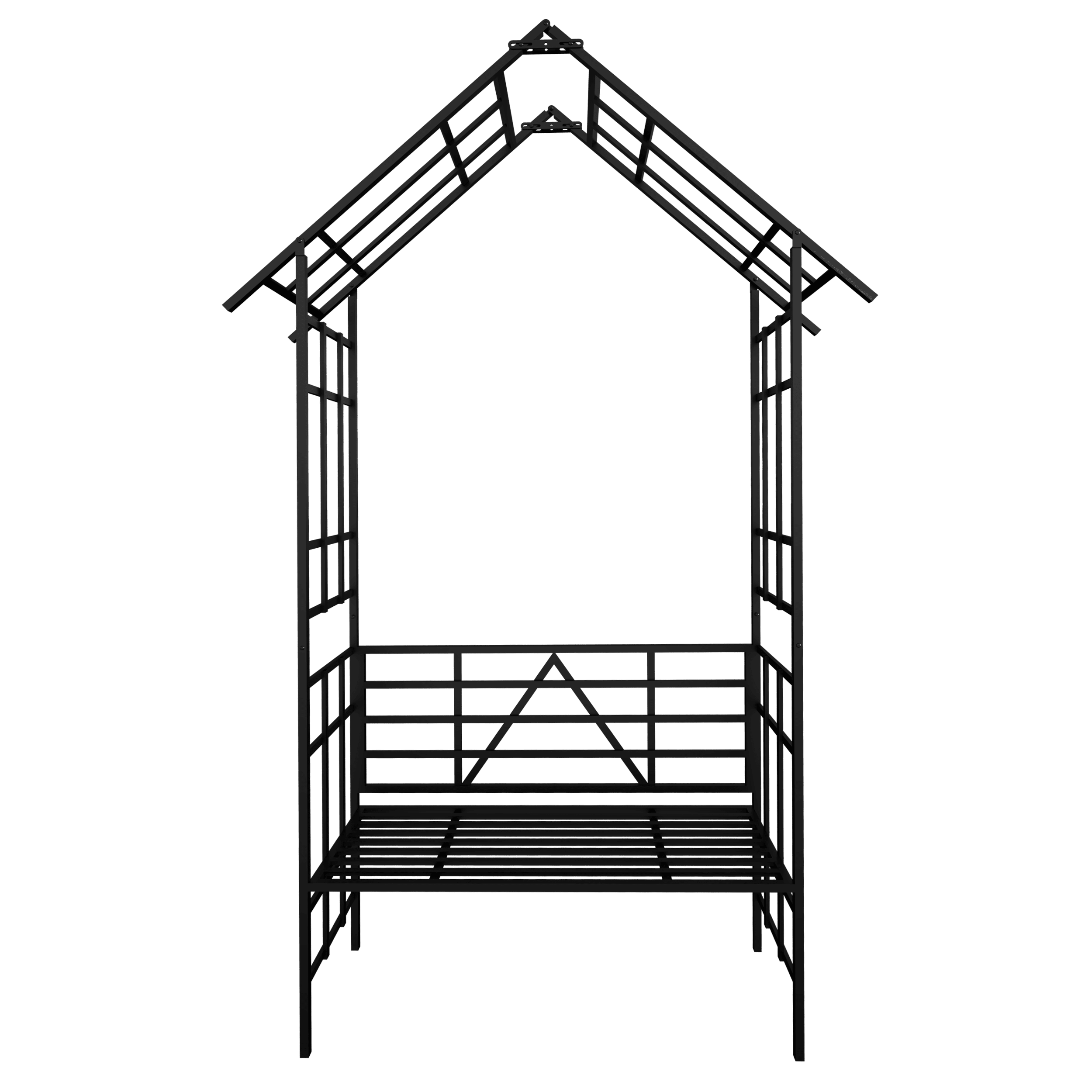 Miniyam Outdoor Garden Arbor Bench, Metal Arch Trellis for Climbing Plants, Powder-Coated Steel, 58"W