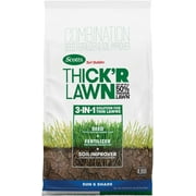 Scotts Turf Builder Thick'R Lawn Grass Seed, Fertilizer and Soil Improver for Sun & Shade, 40 lbs.