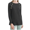 thumbnail image 1 of T-Shirts à Manches Longues pour Femmes 2022 Col Rond Couleur Unie Automne Tunique Tendance Blouse Basique Ajustée Décontractée, 1 of 7