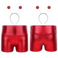 thumbnail image 6 of Aislor Girls Shiny Metallic Alien Shorts with Hair Hoop Kids Festival Party High Waist Dance Bottoms Red 12, 6 of 6