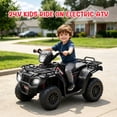 thumbnail image 3 of 24V Kids Ride On ATV Toy, Electric 4 Wheeler Ride on Car for Toddlers Ages 2-4, Dual 55W Motors, 3.11 MPH Max Speed, Bluetooth Music, LED Lights, Spring Suspension, Storage Racks, Black, 3 of 8