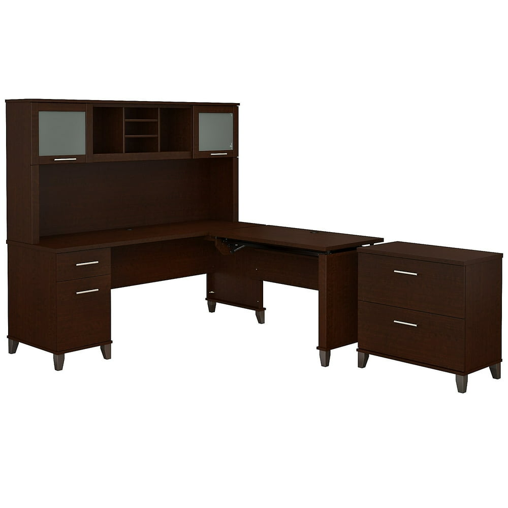 Bush Furniture 72W 3 Position SitStand lDesk w/Hutch & File
