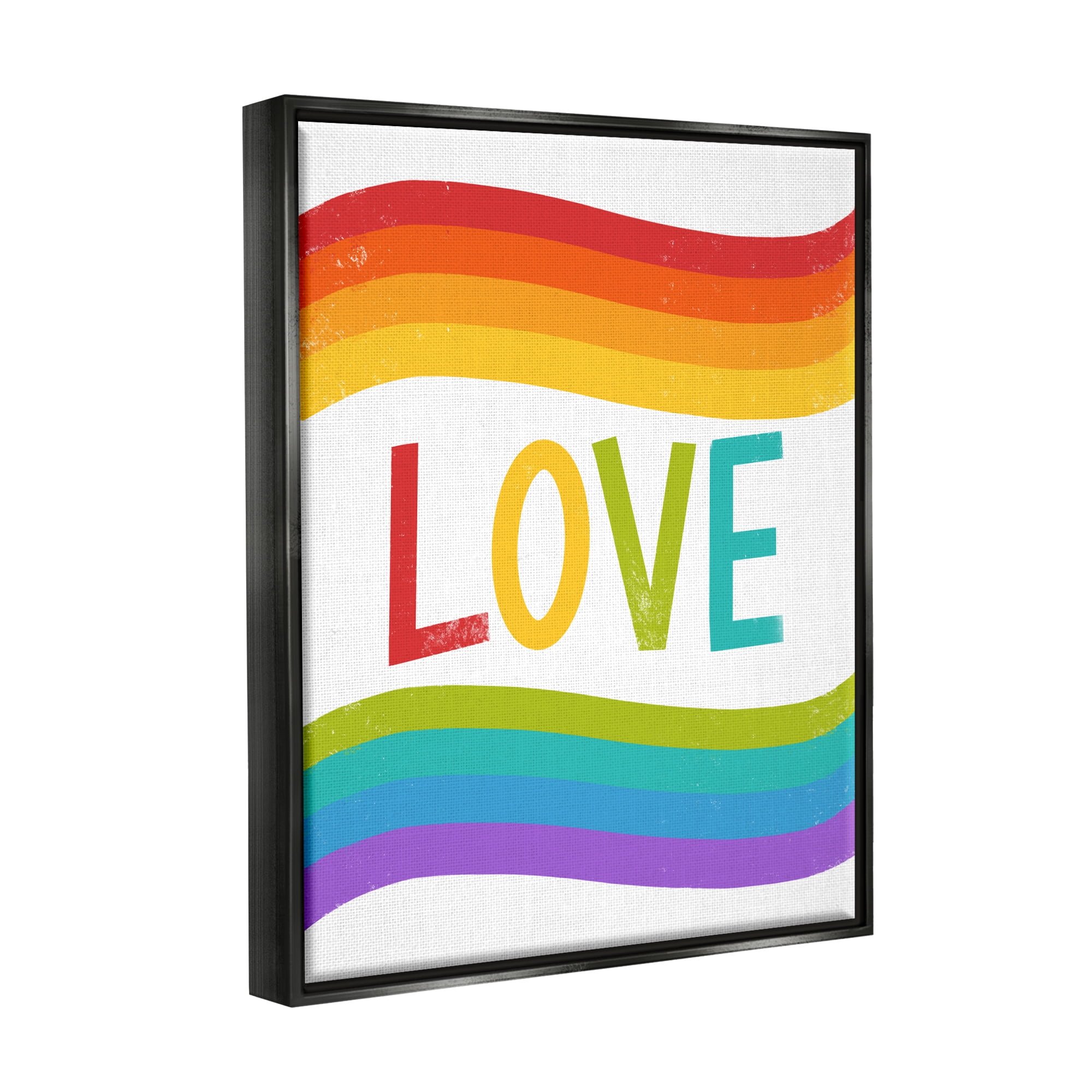 Stupell Industries Rainbow Love Pride Stripes Holiday Painting Black Floater Framed Art Print Wall Art