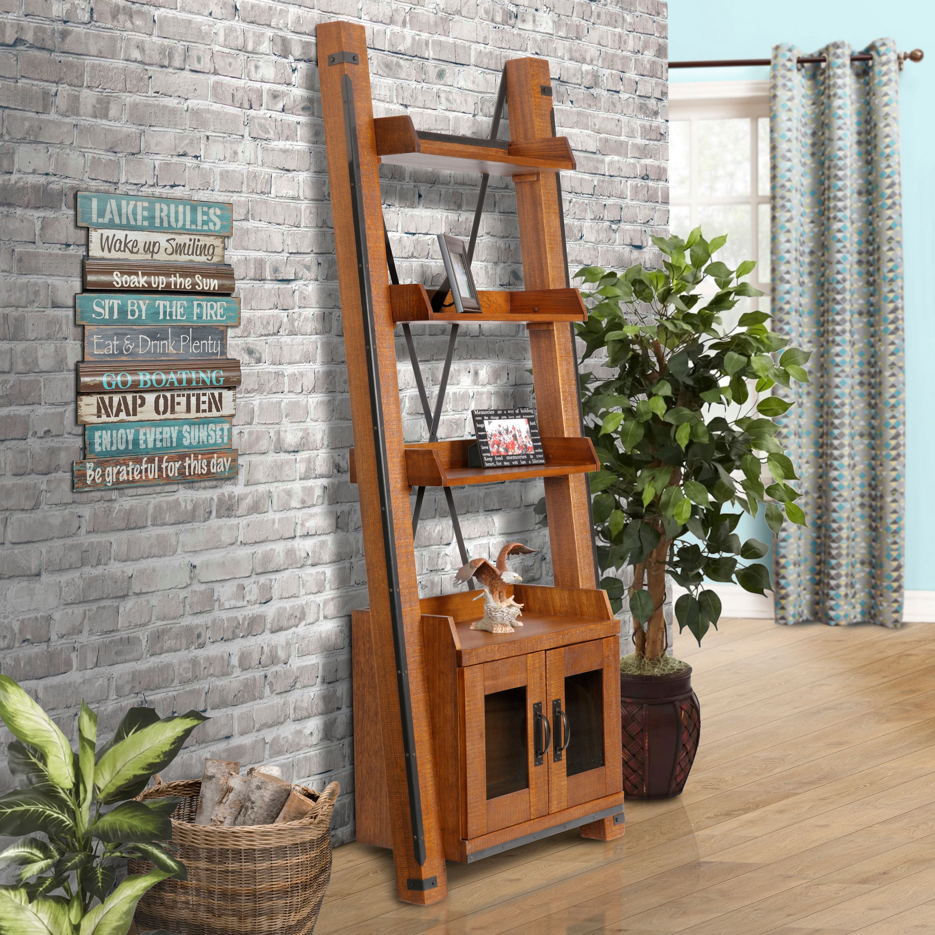 OS Home and Office Furniture Model 33252 Two Door Ladder Bookcase