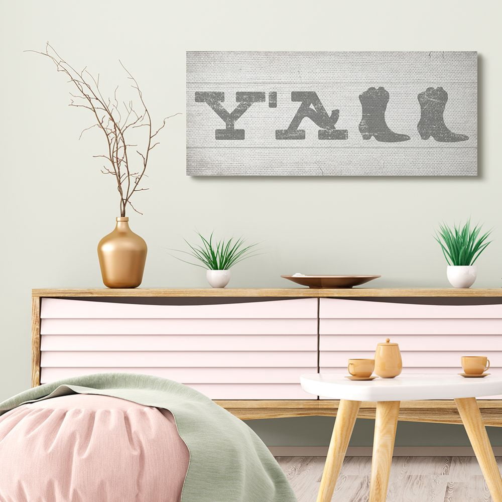 Stupell Industries Y'all Welcome Phrase with Southwestern Boot Typography Designed by Daphne Polselli