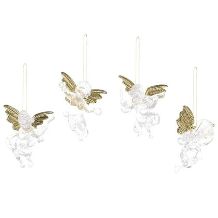 

Topaty Christmas Angel Pendant | Christmas Angel For Tree | 4Pcs Christmas Angel Hanging Ornaments Christmas Tree Doll Pendant Clear Angel Dolls