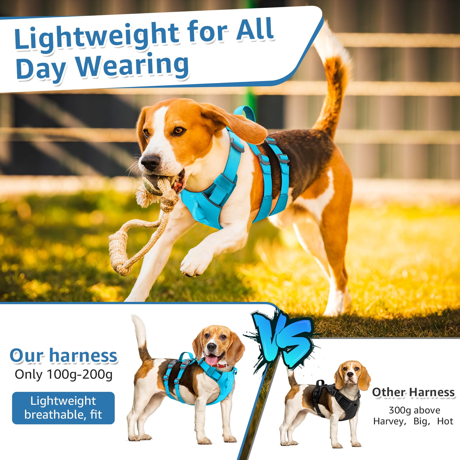 AUTOWT No Pull Dog Harness - Lightweight, Escape Proof with Padded Handle, Adjustable Reflective Vest for All Sizes