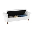 thumbnail image 6 of Tufted Storage Bench, Fabric Upholstered Bed Bench with Rolled Armed Button Tufted Design, Storage Ottoman Bench with Solid Wood Legs,End of Bed Bench Seat for Bedroom Living Room, Cream White, 6 of 7