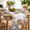 thumbnail image 2 of Table Runner 90 Inches Long for Kitchen Dining, Orange Blue Pumpkins Fall Dresser Scarf Farmhouse, Dining Table Decorations for Wedding/Parties, Thanksgiving Eucalyptus Leaves Weeping 13 x 90 In, 2 of 9