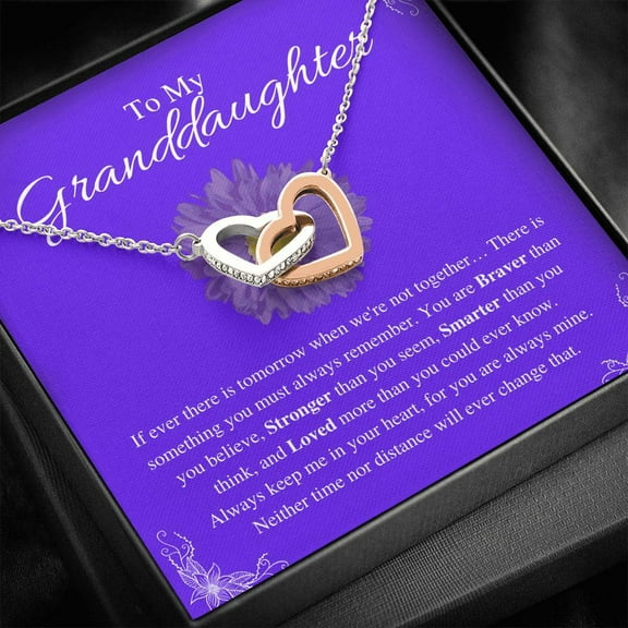 To My Granddaughter - Braver Stronger Smarter - Interlocking Hearts Necklace