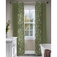 thumbnail image 4 of Japanese Sheer Curtains 84 Inch Length 2 Panels Set for Living Room/Bedroom, Green Rustic Retro Pastoral Floral Leaves Kitchen Curtains Grommet Semi-Sheer Curtains Drapes Window Treatments 52"x84"x2, 4 of 7