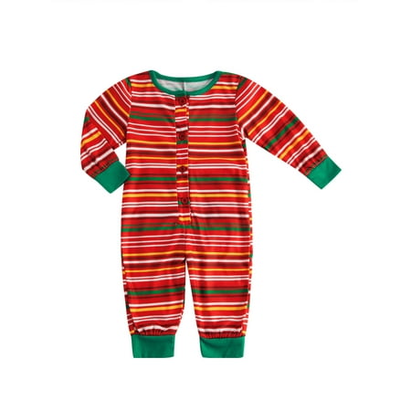 

Nokpsedcb Christmas Family Matching Sleepwear Santa Claus Stripe Long Sleeve Jumpsuit with Back Buttons for Adults Kids Red Baby 12 Months