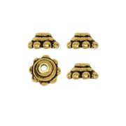 Bead Cap, Beaded 5mm, 4 Pieces, Antiqued Gold Plated, By TierraCast