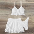 thumbnail image 5 of Two Piece Swim for Women Women's Two Piece Skirt Bathing Suit Eyelet Embroidery Cutout Tops with Ruffled Mini Skirt for Summer Beach Vacation Wear White XL, 5 of 5