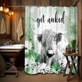 thumbnail image 3 of Sage Green Shower Curtain, Farmhouse Western Cow Grey Shower Curtain Set, Get Naked Highland Cow Waterproof Fabric Shower Curtains For Bathroom -36W x72H inch, 3 of 7