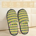 thumbnail image 2 of Bixox Men's Women's Mardi Gras Purple Yellow Plaid Patterned Plush House Slippers, Memory Foam Slippers, Indoor and Outdoor Warm Plush Bedroom Shoes, Soft Flat Sole, Comfortable and Non-slip, 2 of 5