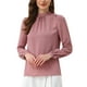 thumbnail image 4 of CAMISA DE CHIFFON INSPIRADA CHIC PARA MUJERES, OFICINA, CUELLO ALTO, MANGA LARGA, BLUSA XL GRIS ROSA, 4 of 5