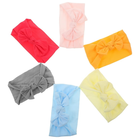 HOOWIFFY 6Pcs Newborn Accessory Cute Design Nylon Hair Accessories Assorted Color