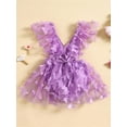 thumbnail image 3 of Bagilaanoe Newborn Summer Clothes Baby Girl Butterfly Rompers Dress Fly Sleeve V-Neck Bodysuits 6M 12M 18M 24M Infant Tulle Patchwork A-line Dresses, 3 of 9