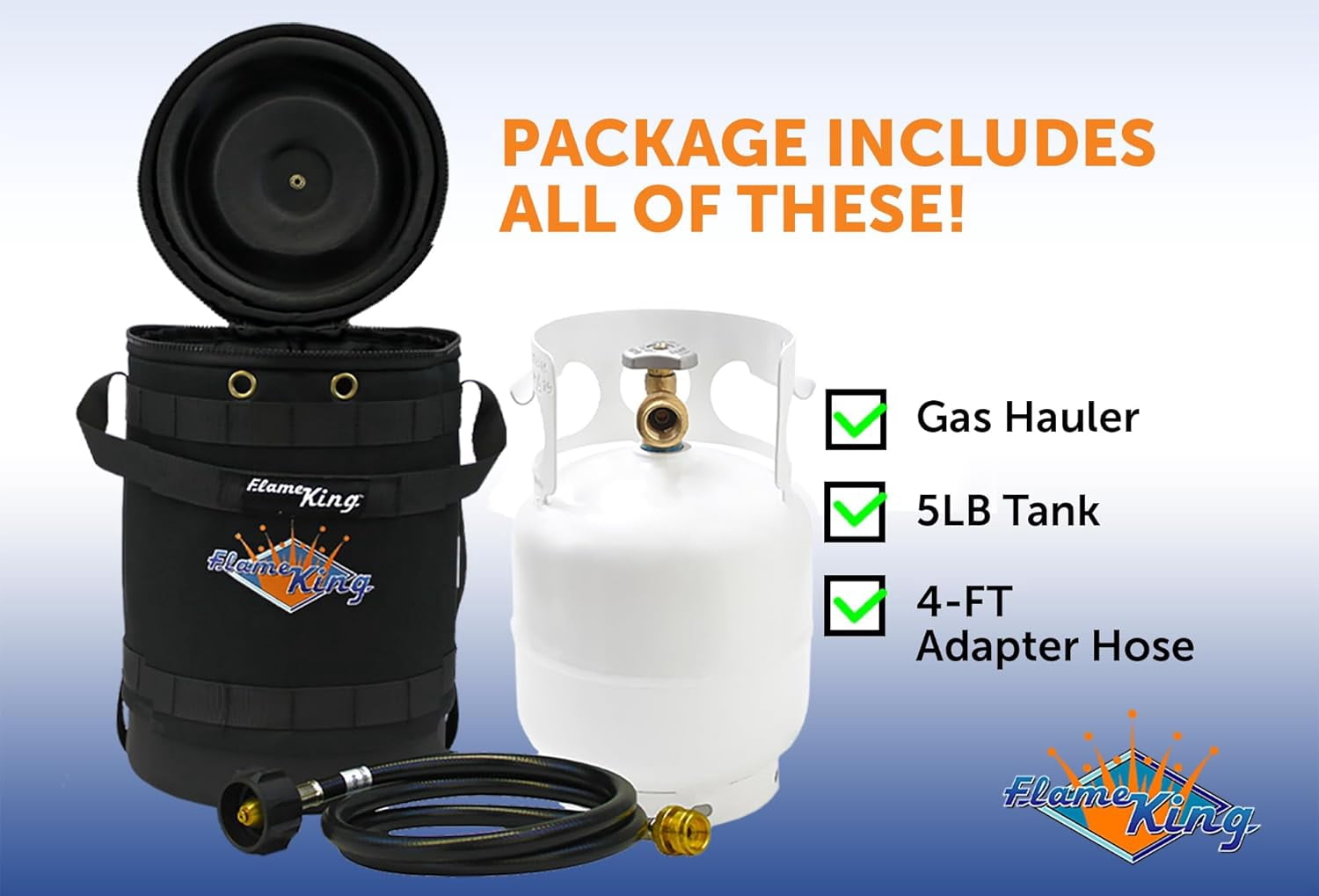 Flame King 5lb Propane Tank with Gauge, Insulated Case & 5-ft Hose