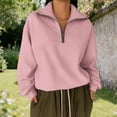 thumbnail image 3 of Yokua Women's Half Zip Cropped Pullover Quarter Zipper Hoodie Fall Winter Casual Sweatshirt Coat, 3 of 9