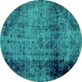 thumbnail image 1 of Ahgly Company Indoor Round Abstract Turquoise Blue Modern Area Rugs, 4' Round, 1 of 4