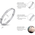 thumbnail image 4 of 555Jewelry Womens Girls Stainless Steel CZ Cubic Zirconia Stone Hinged Lock Hollow Cuff Band Bangle Bracelet, Silver, 4 of 5
