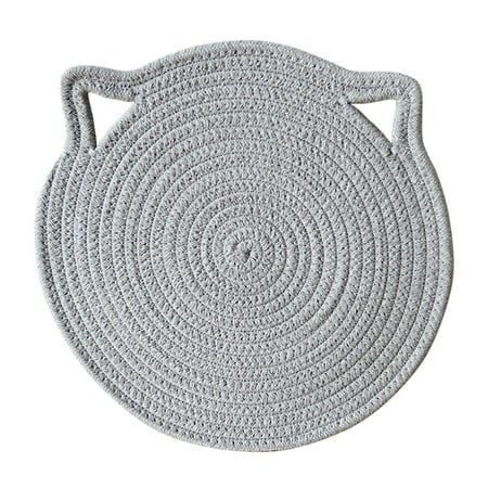 

Heat-resisting Cotton Rope Placemat With Hanging Cartoon Cat Ears Easy To Rinse Place Mats