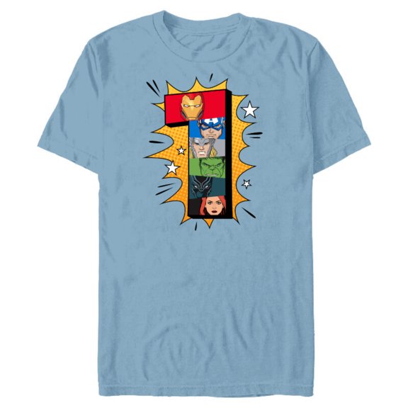 Marvel Avengers Comic Super Heroes 1st Birthday - Short Sleeve Blended T-Shirt for Adults - Customized-Ocean Blue