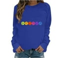 thumbnail image 2 of QUNYINEY Long Sleeve Sweatshirts for Women Trendy Casual Blue Pickleball Crew Neck Tops Loose Pullover Drop Shoulder Sweatshirts, 2 of 4